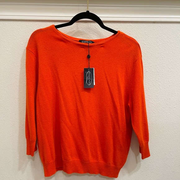 NWT Magaschoni Orange Cashmere Sweater - Picture 1 of 4